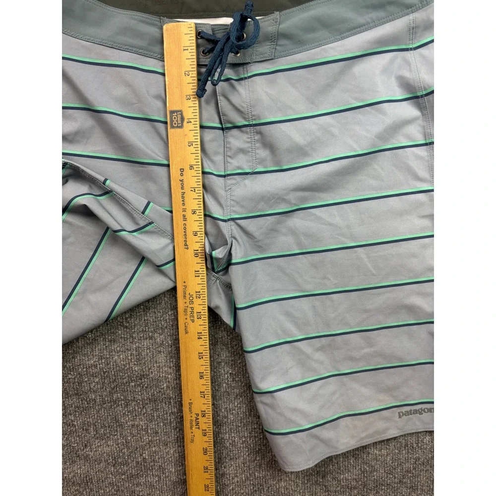 Patagonia Boardshorts Mens‎ 34 Grey Striped Hydro Series Recycled Swim Trunks